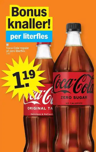 Albert Heijn Cocacola regular of zero literfles aanbieding
