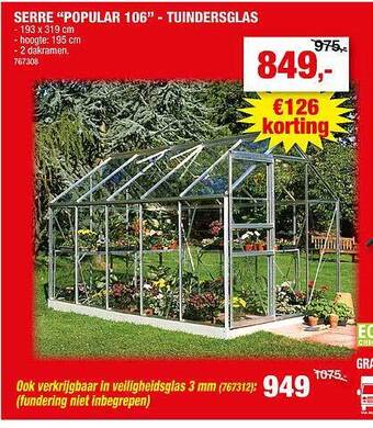 Serre popular 106 tuindersglas