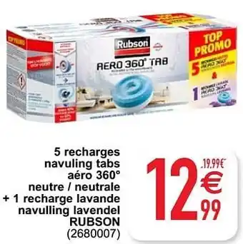 5 recharges navuling tabs aéro 360° neutre - neutrale + 1 recharge lavande navulling lavendel rubson