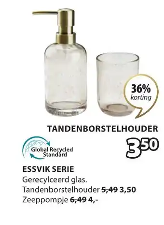 Jysk Essvik Serie Gerecylceerd Glas Tandenborstelhouder aanbieding