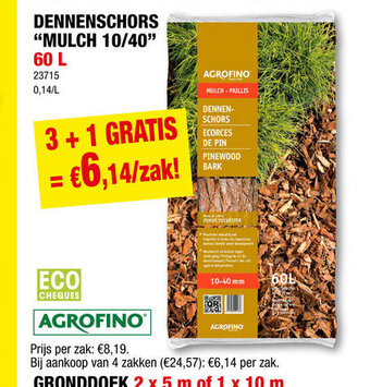 Hubo Dennenschors mulch 10/40 60L aanbieding