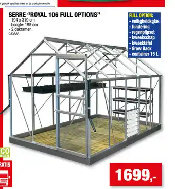Hubo Serre royal 106 full options 194 x 319cm aanbieding