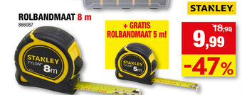 Hubo Stanley rolbandmaat 8m aanbieding