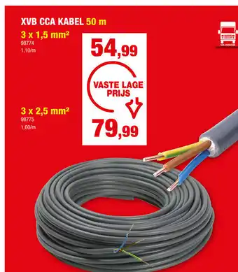 Hubo XVB CCA kabel 50m 3 x 1,5mm aanbieding