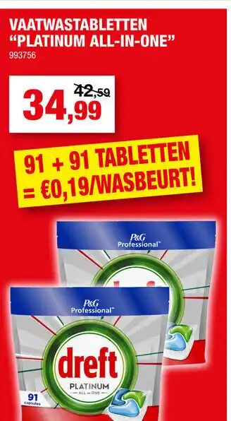 Hubo Dreft Vaatwastabletten Platinum All in One aanbieding