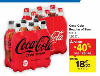 Hyper Carrefour Coca-Cola Regular of Zero 2 x (6 x 1L) aanbieding
