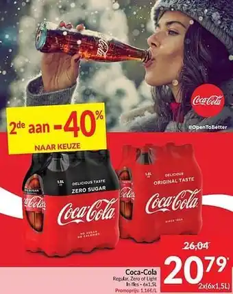 Intermarché Coca-cola regular, zero of light ln fles 2 (6X1L) aanbieding