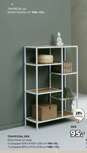 Jysk Trappedal rek 5 schappen b70 x h109 x d30 cm aanbieding