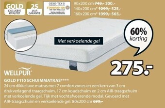Jysk Gold f110 schuimmatras aanbieding