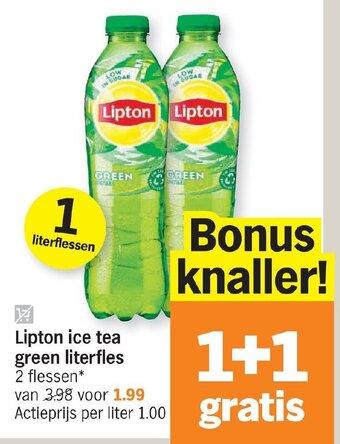 Albert Heijn Lipton ice tea green literfles aanbieding