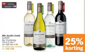 Albert Heijn Alle jacob's creek 0,75 liter aanbieding