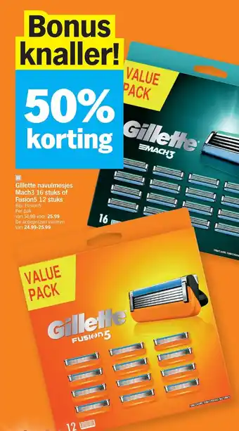 Gillette navulmesjes mach3 16 stuks of fusion5 12 stuks