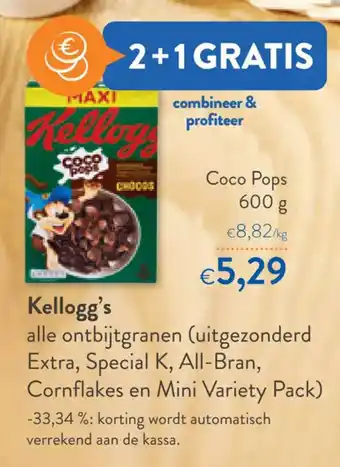 OKay Kellogg's alle ontbijtgranen (uitgezonderd extra, special, K, all-bran, cornflakes en mini variety pack) aanbieding