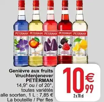 Cora Genièvre aux fruits vruchtenjenever peterman 2 X 70 CL aanbieding