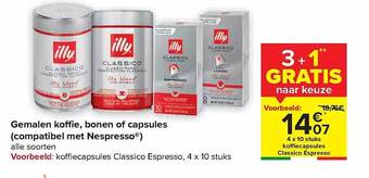 Carrefour Gemalen koffie, bonen of capsules aanbieding