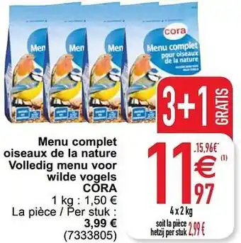 Cora Menu complet oiseaux de la nature volledig menu voor wilde vogels cora 4 X 2 KG aanbieding