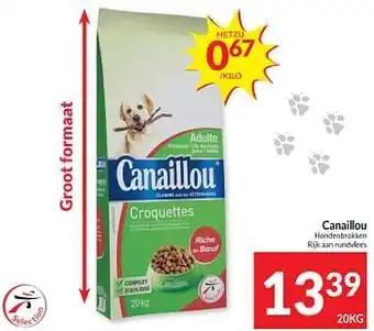 Intermarché Canaillou hondenbrokken rijk aan rundvlees 20kg aanbieding