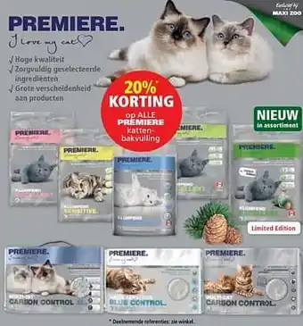 20% korting op alle premiere kattenbakvulling