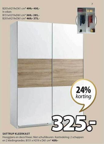 Jysk Sattrup kleerkast aanbieding