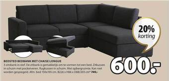 Jysk Bedsted bedbank met chaise longue aanbieding