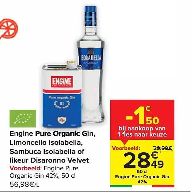 Engine pure organic gin, limoncello isolabella, sambuca isolabella of likeur disaronno velvet