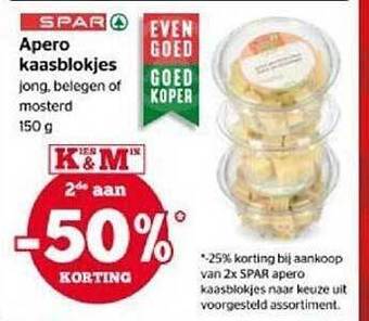 Spar Apero kaasblokjes aanbieding