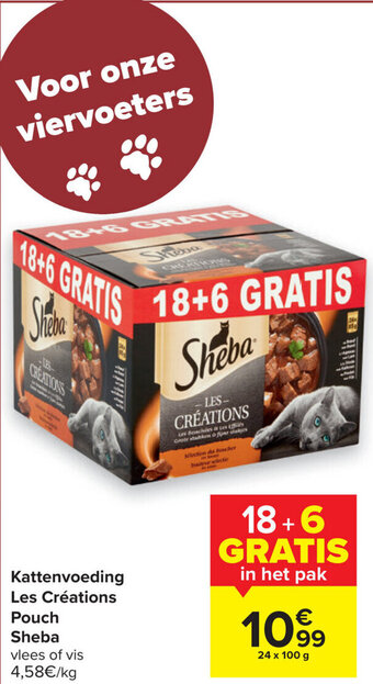 Carrefour Kattenvoeding Les Créations Pouch Sheba aanbieding