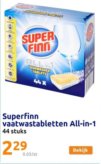 Action Superfinn vaatwastabletten all-in-1 44 stuks aanbieding