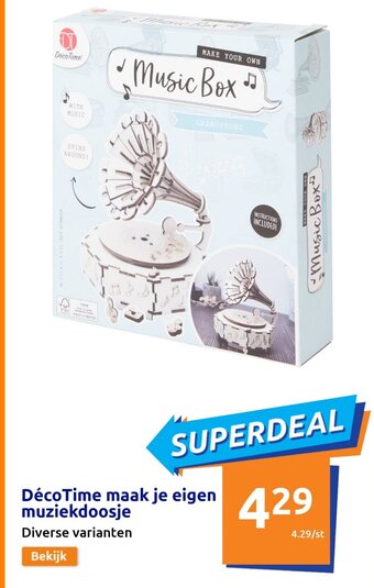 Action Decotime maak je eigen muziekdoosje aanbieding