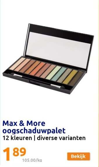 Action Max & more oogschaduwpalet aanbieding