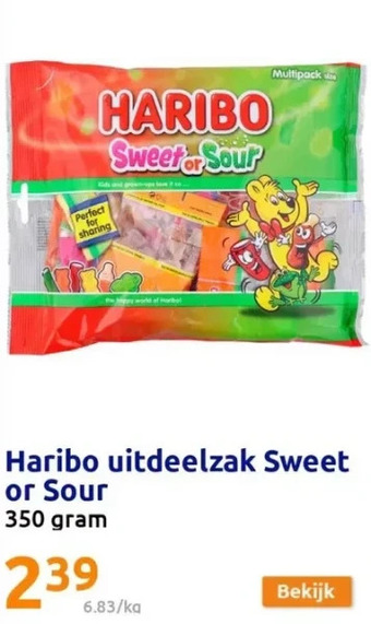 Action Haribo uitdeelzak sweet or sour aanbieding