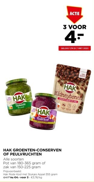 Jumbo Hak groenten-conserven of peulvruchten aanbieding