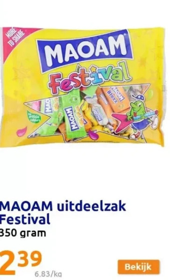 Action Maoam uitdeelzak festival 350 gram aanbieding