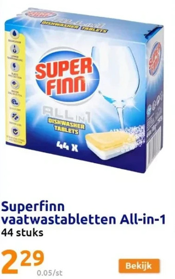 Action Superfinn vaatwastabletten all-in-1 aanbieding