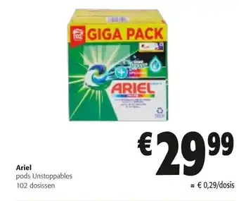 Colruyt Ariel pods unstoppables 102 doissen aanbieding