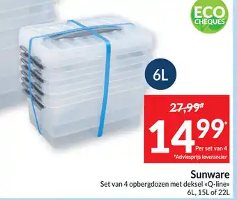 Sunware Set van 4 Opbergdozen met deksel 6L
