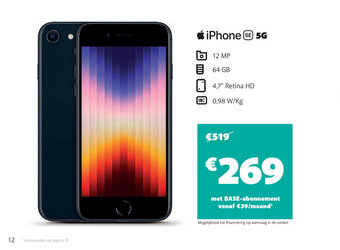 Base IPhone SE 5G 64 GB aanbieding
