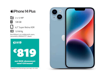 Base IPhone 14 Plus 128 GB aanbieding