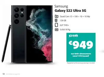 Base Samsung S22 Ultra 5G 128 GB aanbieding