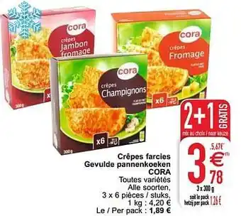 Cora Crêpes farcies gevulde pannenkoeken cora 3 x 300 g aanbieding