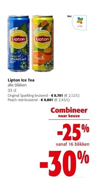 Colruyt Lipton ice tea alle blikken 33 cl aanbieding