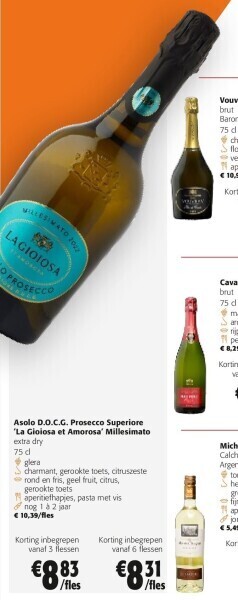 Colruyt Asolo d.o.c.g. prosecco superiore 'la gioiosa et amorosa' millesimato extra dry 75 cl aanbieding