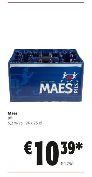 Colruyt Maes pils 5,2 % vol 24 x 25 cl aanbieding