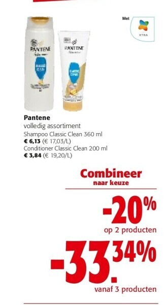 Colruyt Pantene shampoo classic clean 360 ml aanbieding