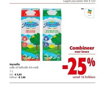 Colruyt Joyvalle volle of halfvolle aa-melk 1 l aanbieding