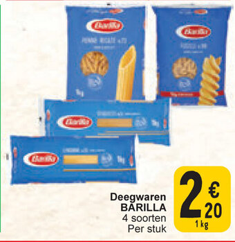 Cora Barilla Deegwaren 4 Soorten 1kg aanbieding