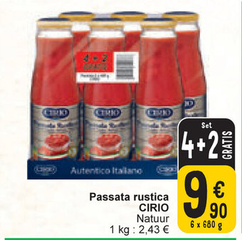 Cora Cirio Passata Rustica 6 x 680g aanbieding
