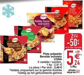 Cora Plats préparés bereide schotels cora 2 x 900 g aanbieding