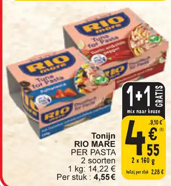 Cora Rio Mare Tonijn Per Pasta 2 Soorten 2 x 160g aanbieding