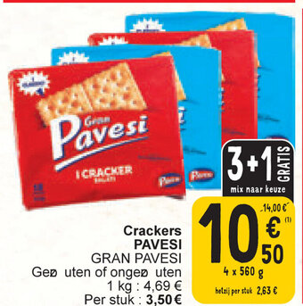 Cora Pavesi Crackers Gran Pavesi 4 x 560g aanbieding